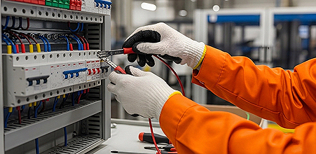 Electrician testing a consumer unit during an EICR